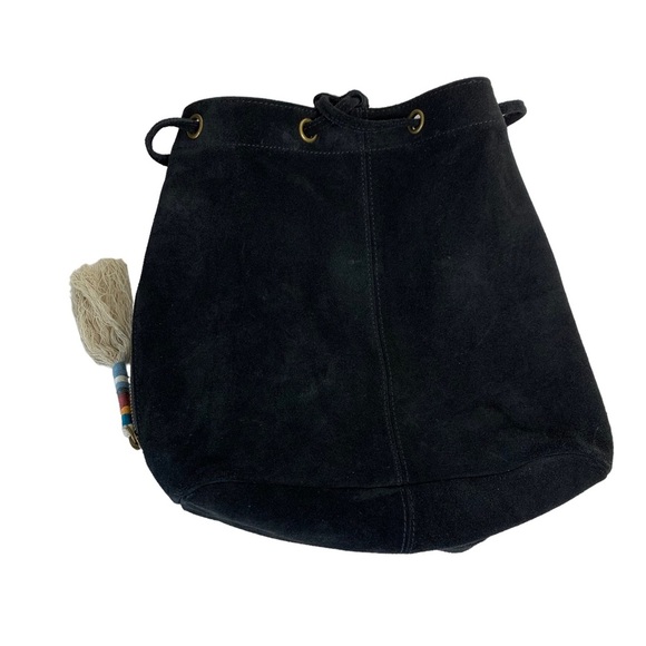 TOMS Black Suede‎ Embroidered Poet Flap Backpack Bag - Picture 8 of 15